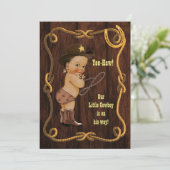 軽い民族のカウボーイの素朴なベビーシャワー 招待状 (スタンド正面)