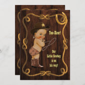 軽い民族のカウボーイの素朴なベビーシャワー 招待状 (正面/裏面)