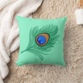 軽い水のターコイズの孔雀の羽 クッション (ブランケット)