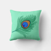 軽い水のターコイズの孔雀の羽 クッション (裏面)