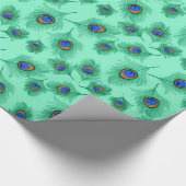 軽い水のターコイズの孔雀の羽 ラッピングペーパー (角)
