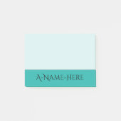 軽い海緑の背景および黒くエレガントな名前 ポストイット (正面)