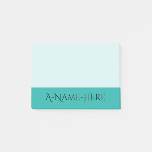 軽い海緑の背景および黒くエレガントな名前 ポストイット (正面)
