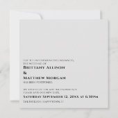 軽い灰色ときに私たちはあなたを延期したハグ結婚。 招待状 (裏面)