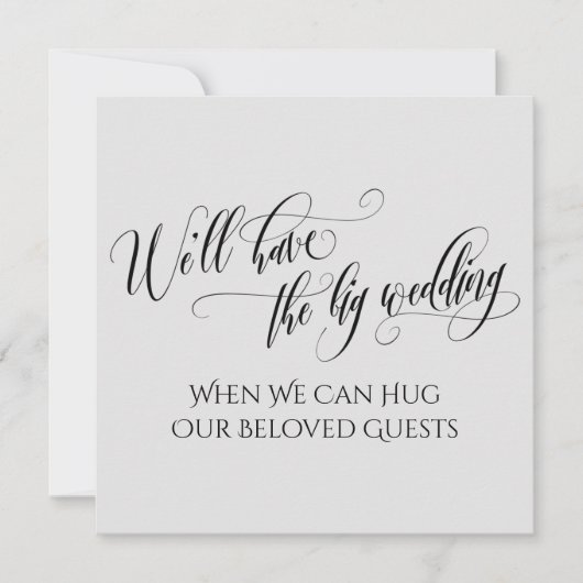 軽い灰色ときに私たちはあなたを延期したハグ結婚。 招待状 (正面)