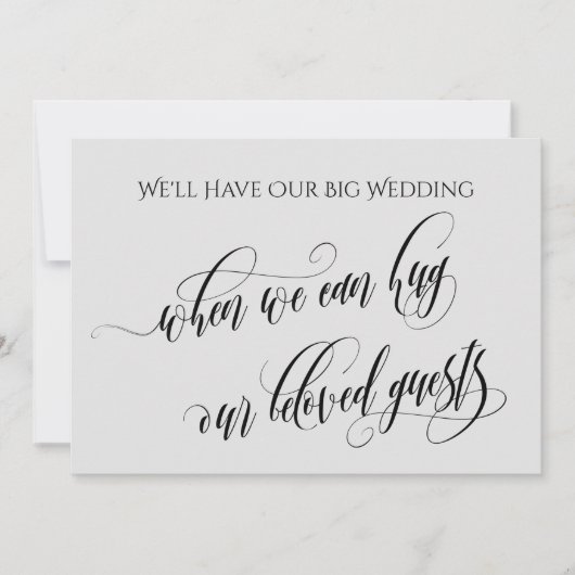 軽い灰色ときに私たちはあなたを延期したハグ結婚。 招待状 (正面)