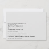 軽い灰色ときに私たちはあなたを延期したハグ結婚。 招待状 (裏面)