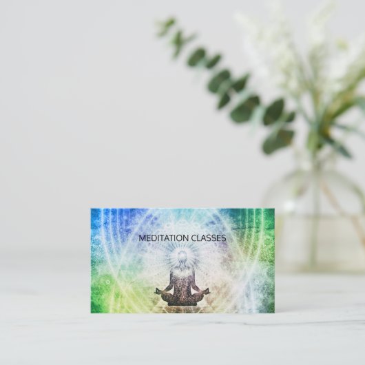 軽い瞑想とヨガに囲まれたシャーマン 名刺 (スタンド正面)
