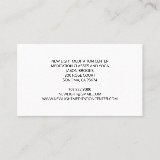 軽い瞑想とヨガに囲まれたシャーマン 名刺 (裏面)