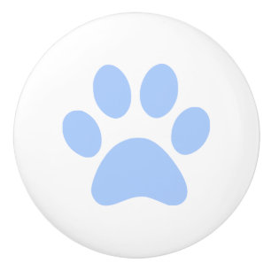 軽い空色の足のプリントのpawprint セラミックノブ