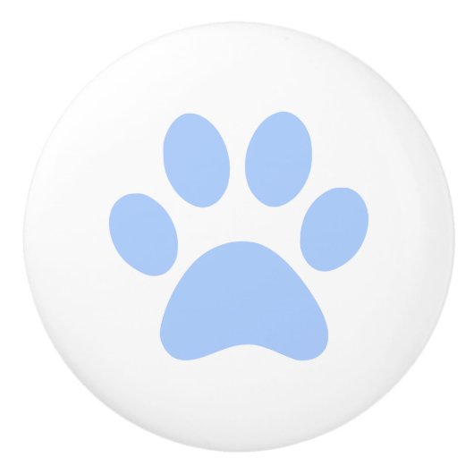 軽い空色の足のプリントのpawprint セラミックノブ (正面)