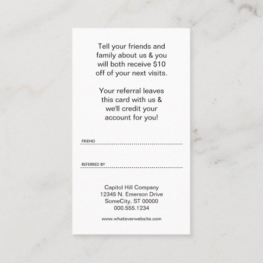 軽い紹介プログラムありがとう 紹介カード (裏面)