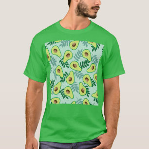 軽い緑の背景の熟したアボカド葉の Tシャツ