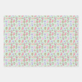 軽い緑の蝶とキノコ ラッピングペーパーシート (正面)