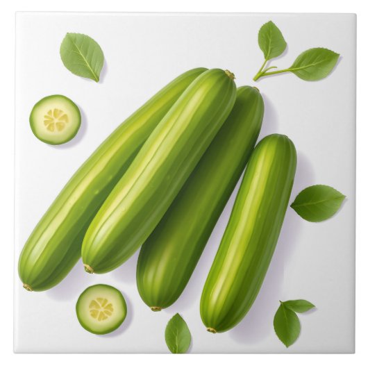 軽い野菜のキュウリの花柄 タイル (正面)