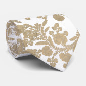軽い金ゴールドおよび白い花のギフト ネクタイ (ロール)