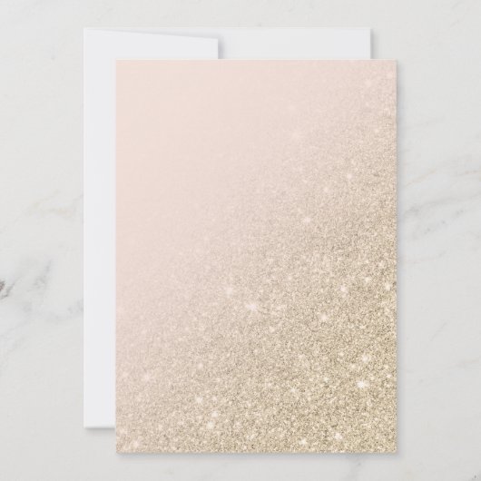 軽い金ゴールドのグリッターのピンクのグラデーションなブロックのベビーシャワー 招待状 (裏面)
