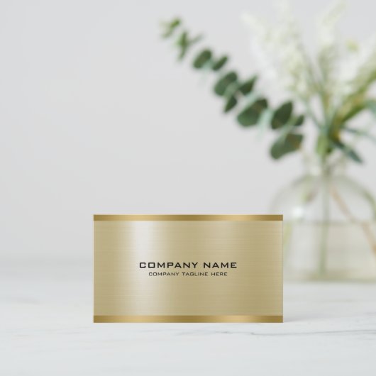 軽い金ゴールドメタリックテクスチャステンレス鋼の外観 名刺 (スタンド正面)