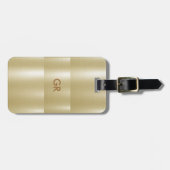 軽い金ゴールドメタリックテクスチャ |タンタイポグラフィ ラゲッジタグ (正面横)