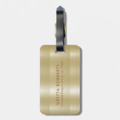 軽い金ゴールドメタリックテクスチャ |タンタイポグラフィ ラゲッジタグ (裏面縦)