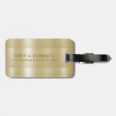 軽い金ゴールドメタリックテクスチャ |タンタイポグラフィ ラゲッジタグ (裏面横)