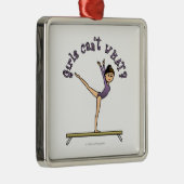 軽い雌の体操選手がバランスビームに乗る メタルオーナメント (右)