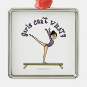 軽い雌の体操選手がバランスビームに乗る メタルオーナメント (正面)