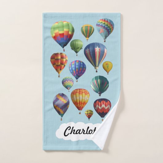 軽い青い手拭きに熱風風船 ハンドタオル (ハンドタオル)