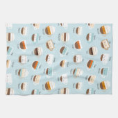 軽い青のコーヒーのかわいいカップ キッチンタオル (横)