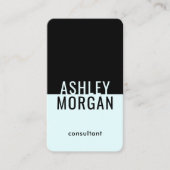 軽い青緑の黒のモダンでミニマルな垂直 名刺 (正面)