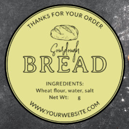 軽い黄色のソース生地パンありがとうステッカー ラウンドシール