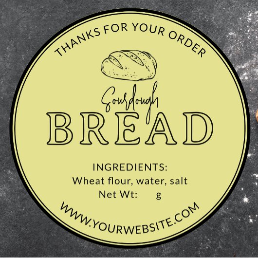 軽い黄色のソース生地パンありがとうステッカー ラウンドシール