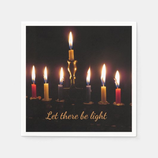 軽い（ユダヤ教）メノラーハヌッカカクテルニンキン スタンダードカクテルナプキン (正面)