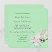 軽かわいらしピンクのリンゴの花の結婚写真 招待状 (正面/裏面)