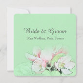 軽かわいらしピンクのリンゴの花の結婚写真 招待状 (裏面)