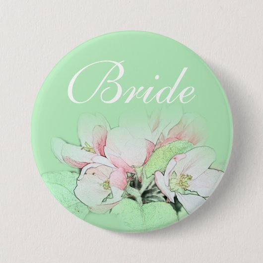 軽かわいらしピンクのリンゴ花嫁 缶バッジ (正面)
