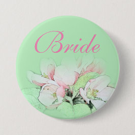 軽かわいらしピンクのリンゴ花嫁 缶バッジ