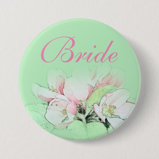 軽かわいらしピンクのリンゴ花嫁 缶バッジ (正面)