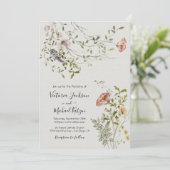 軽くて風通しの良いワイルドフラワー結婚の水色 招待状 (スタンド正面)