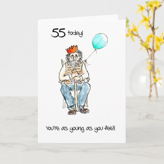 軽くて55誕生日目の男性用カード カード (黄色い花)