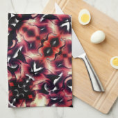 軽く彫刻された白の大きな鏡像 キッチンタオル (四つ折り)