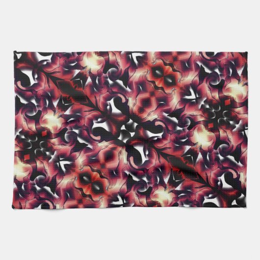 軽く彫刻された白の大きな鏡像 キッチンタオル (横)