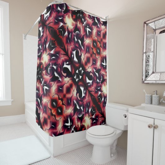 軽く彫刻された白の大きな鏡像 シャワーカーテン (インサイチュ)