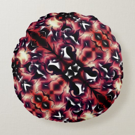 軽く彫刻された白の大きな鏡像 ラウンドクッション (正面)