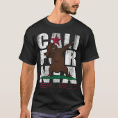軽く押えるカリフォルニア共和国くまの旗の軽打 Tシャツ (正面)