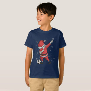 軽く押えるサッカーのサンタクロースのクリスマスのギフトのワイシャツ Tシャツ