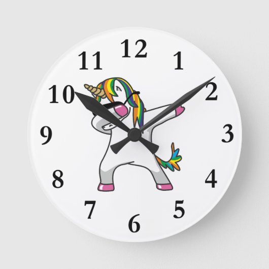 軽く押えるユニコーンの時計 ラウンド壁時計 (正面)