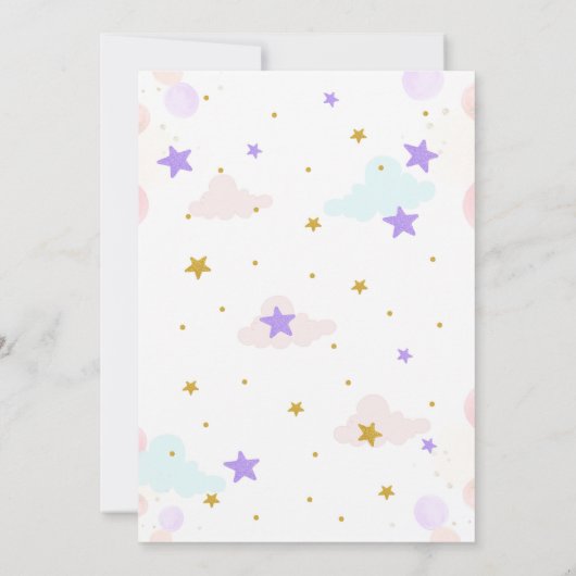 軽く押えるユニコーンの誕生日の招待状 招待状 (裏面)