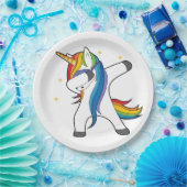 軽く押える虹のユニコーンの紙皿 ペーパープレート (パーティー)