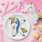 軽く押える虹のユニコーンの紙皿 ペーパープレート (パーティー)